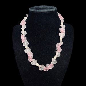 Avon Pastel Frosted Pink Floral Necklace (4597)